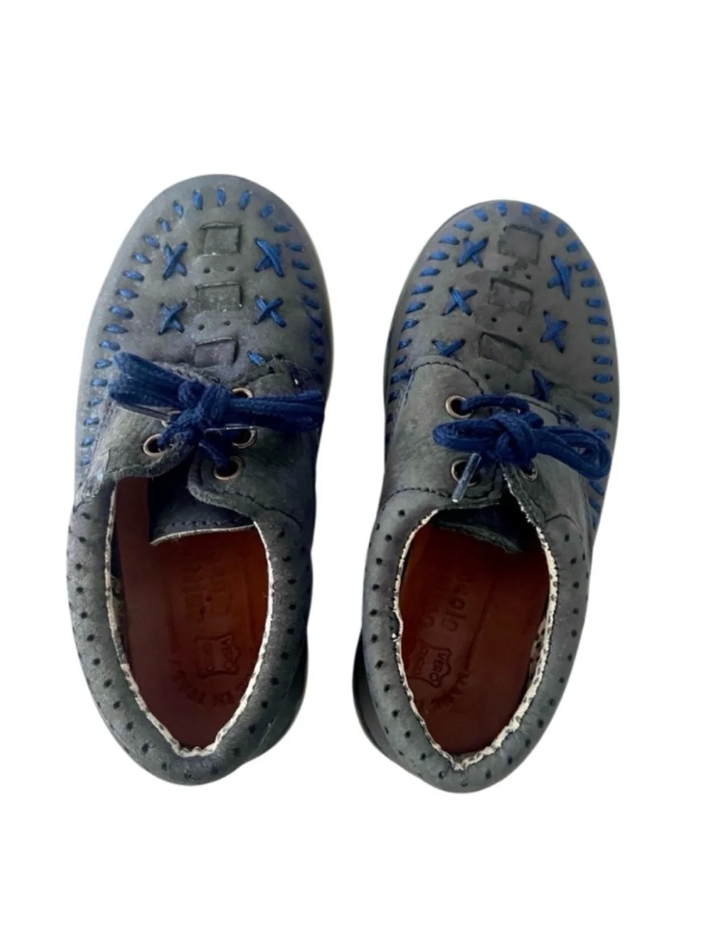 Stylish Kids Shoes in Blue Suede Leather size 6.5-7 us